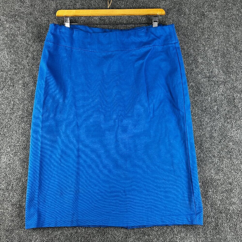 Ashley Stewart Skirt Womens 18 20 Blue Stretch Knit Elastic Waist Pull On Pencil